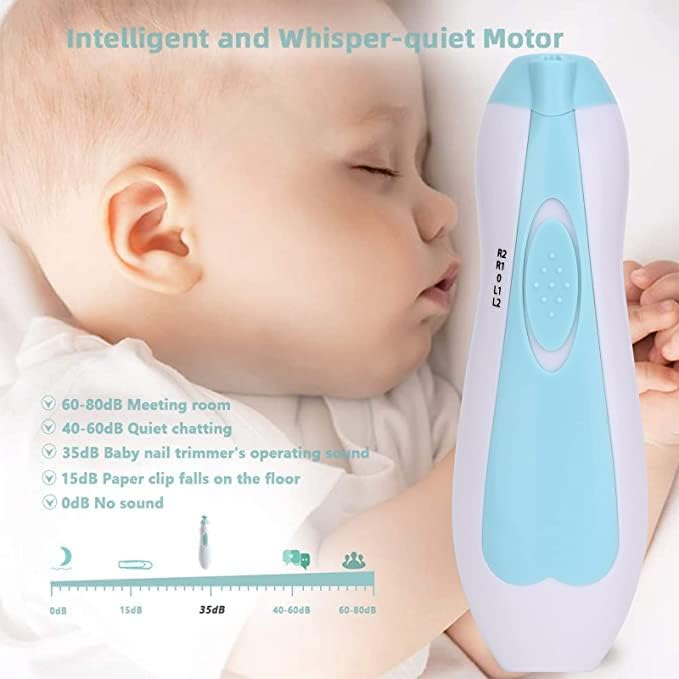 Baby Nail Clipper,Electric Baby Nail Trimmer,Toes Fingernails Care Trimmer with LED Light for Newborn,Kids and Adults(Blue) - Image 3
